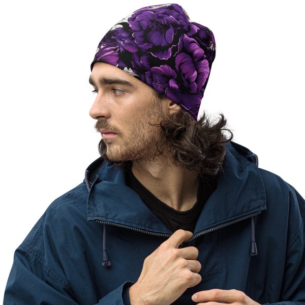 Men s Mile After Mile - Purple Flowers 001 Beanie on Sale